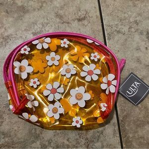 NWT ULTA Smiley Floral Plastic Cosmetics Bag